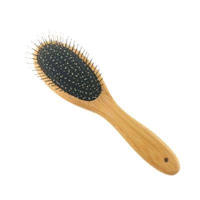 Factory Wholesale Anti-static 100% Natural  Bamboo  Hair  Brush With  Steel  Pins for All Hair Types Detangling Comb Hair Brush