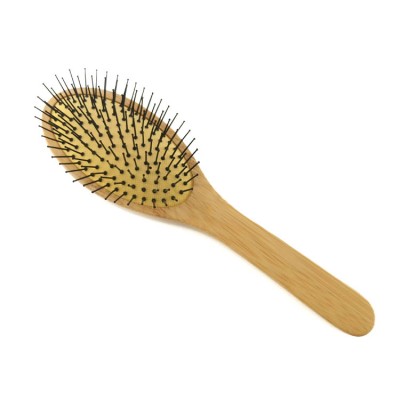 Factory Wholesale 100% Natural Bamboo  Hair Brush  With Steel Bristles for All Hair Types Detangling Comb Hair Brush