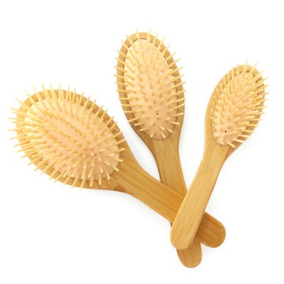 Factory Wholesale Anti-static Natural  Bamboo Hair Care  Brush With Bamboo Pins And Soft Cushion Straightening Hair Brush